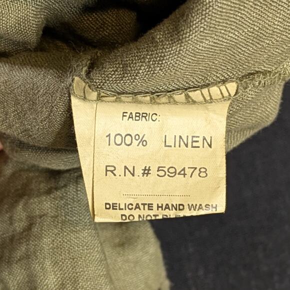 NWT Bellambra Italy Linen Dress M Olive Babydoll Tiered Roll Tab Oversized - Picture 15 of 15